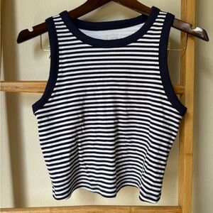 Aerie Black and White Striped Tank Top built in bra